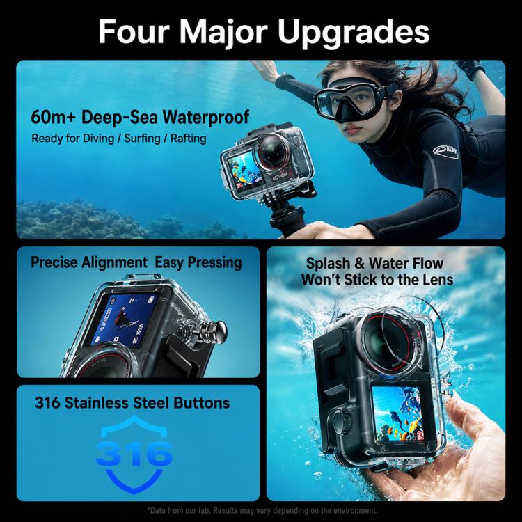 Waterproof Housing 60m Underwater Cameras Cover, For DJI Osmo Action 6, For DJI Osmo Action 5 Pro / 4 / 3