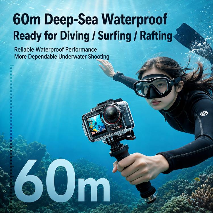 Waterproof Housing 60m Underwater Cameras Cover, For DJI Osmo Action 6, For DJI Osmo Action 5 Pro / 4 / 3