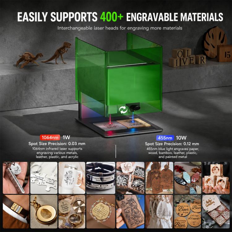DAJA V1 10W Portable Blue Laser Engraving Machine, EU Plug, UK Plug, US Plug