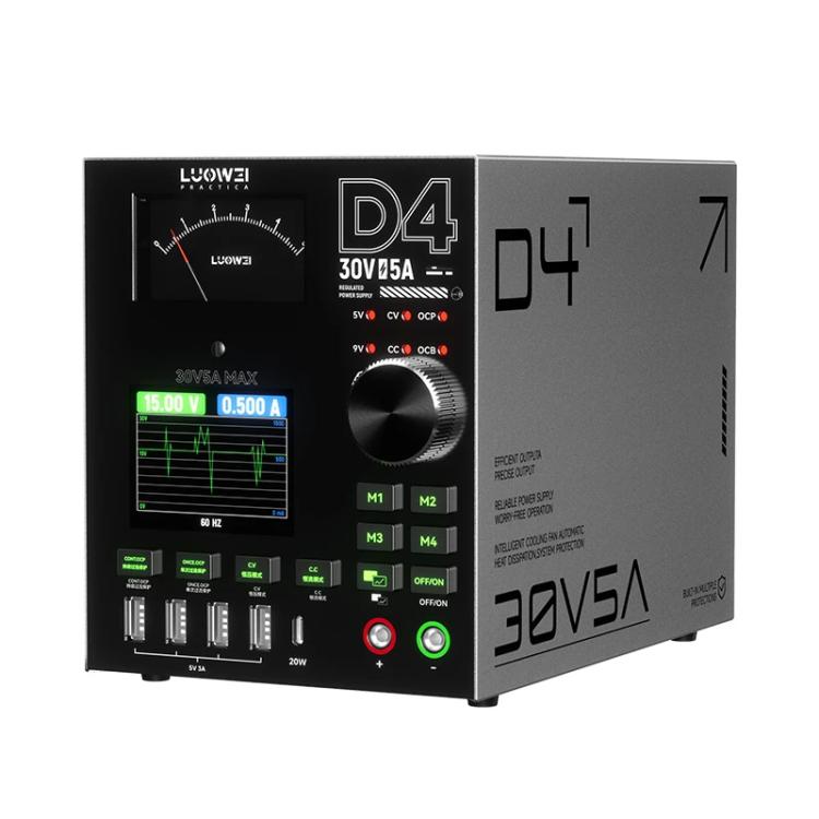 LUOWEI D4 30V/5A Four-Channel Storage High-Frequency Output Curved Color Screen DC Ammeter