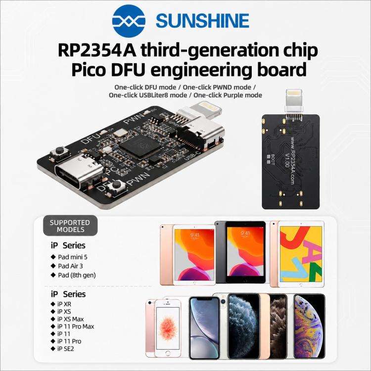 SUNSHINE RP2354A Third-Generation Chip PICO DFU Engineering Board for iPhone XR-11 Pro Max