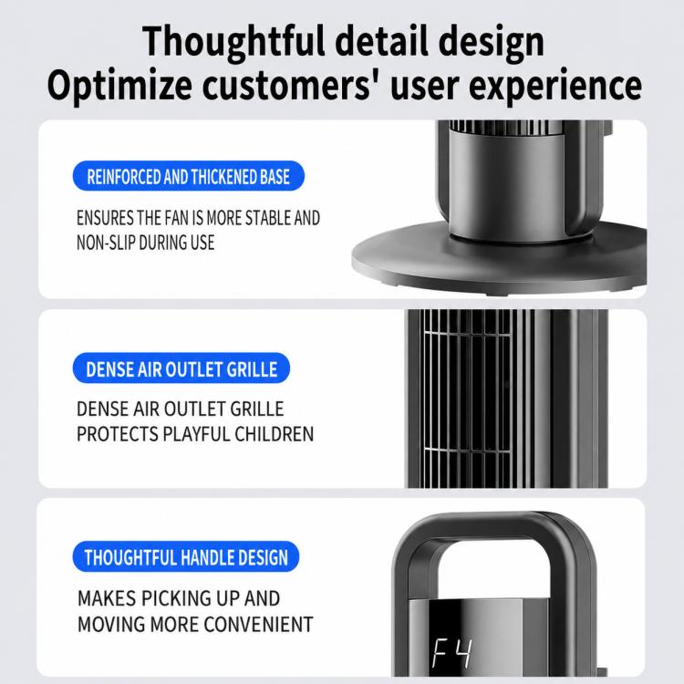 XY-1001 Floor Standing Bladeless Air Conditioner Fan Tower Fan with Remote Control, US Plug, EU Plug, UK Plug