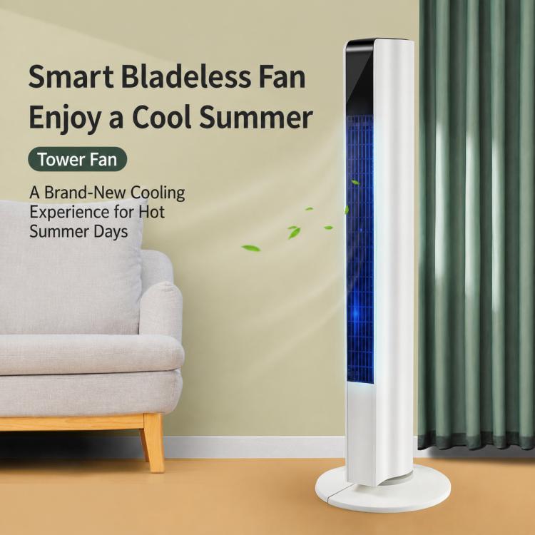 Freestanding Tower Fan, Three-Speed Bladeless Floor Fan, Manual Control Version, Remote Control Version