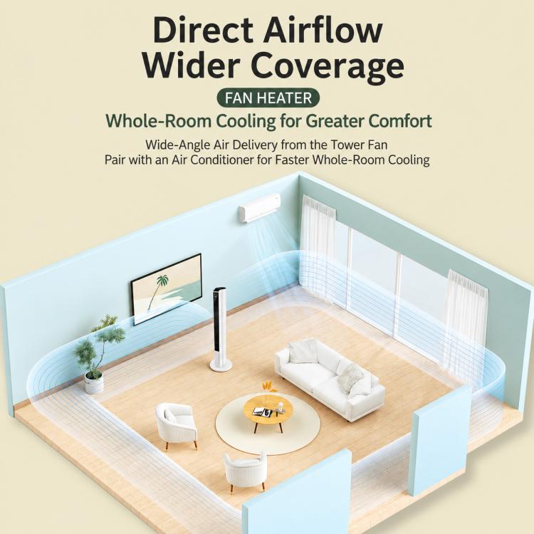Freestanding Tower Fan, Three-Speed Bladeless Floor Fan, Manual Control Version, Remote Control Version