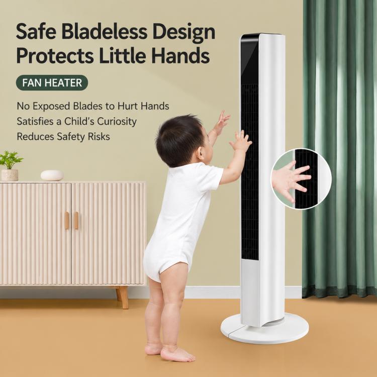Freestanding Tower Fan, Three-Speed Bladeless Floor Fan, Manual Control Version, Remote Control Version