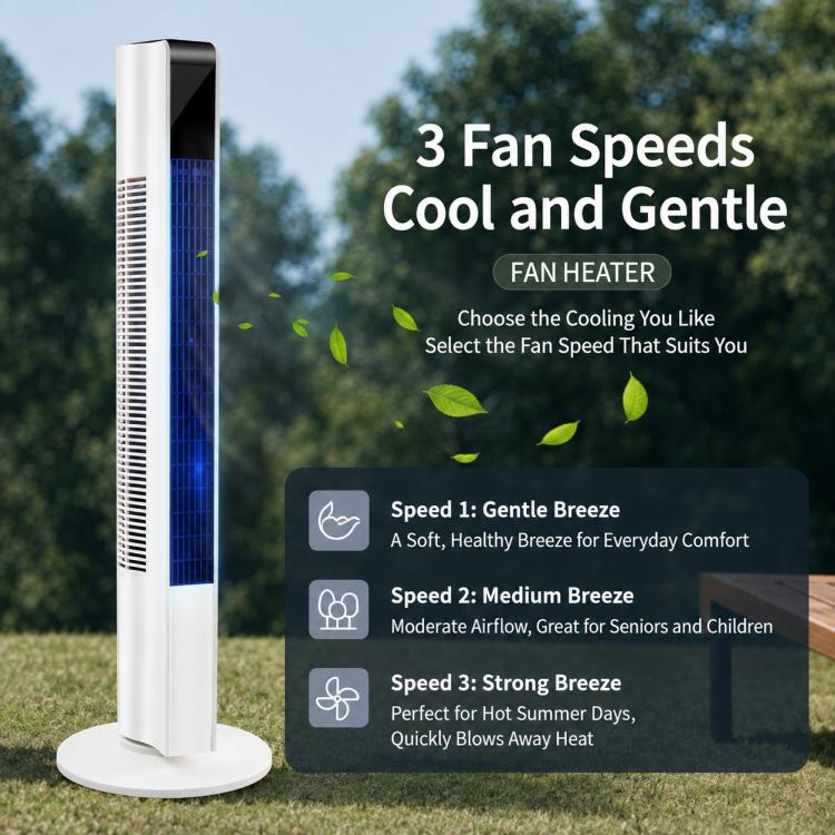 Freestanding Tower Fan, Three-Speed Bladeless Floor Fan, Manual Control Version, Remote Control Version