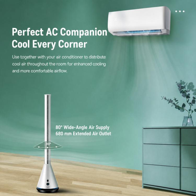 Carkiien SKJ-CR010D Floor Freestanding Bladeless Tower Fan, Circulation Fan with Remote Control