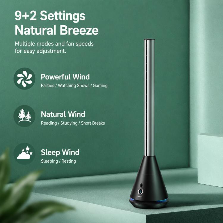 Carkiien SKJ-CR010D Floor Freestanding Bladeless Tower Fan, Circulation Fan with Remote Control