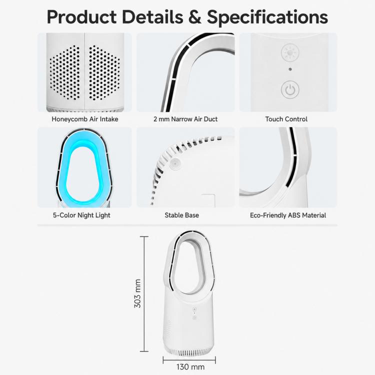 Bladeless Fan Quiet Circulation Tower Fan for Home and Office, Carkiien SKJ-CR060A Basic Model, Carkiien SKJ-CR061 Upgraded Model