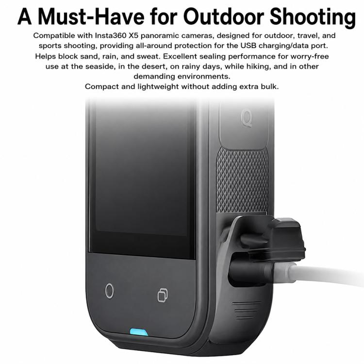 USB Charging Port Side Cover Silicone Battery Cover, For Insta360 X5