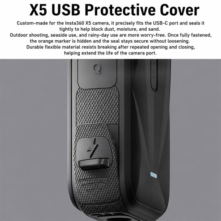 USB Charging Port Side Cover Silicone Battery Cover, For Insta360 X5