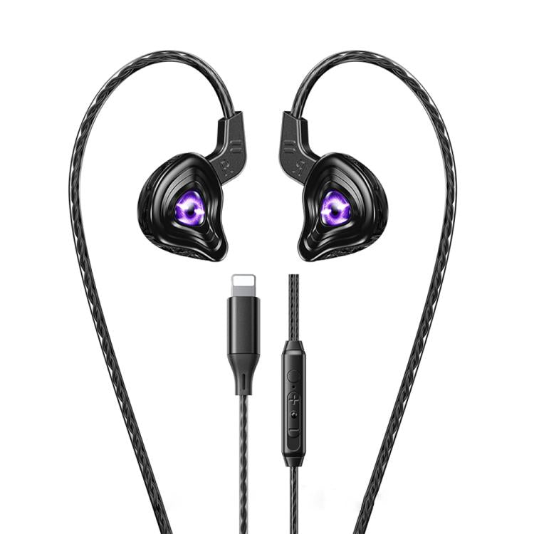 WK YC09 Black Hole 1.2m Wired Earphones for Music & Calls, 3.5mm, Type-C Digital Signal, 8 Pin BLE