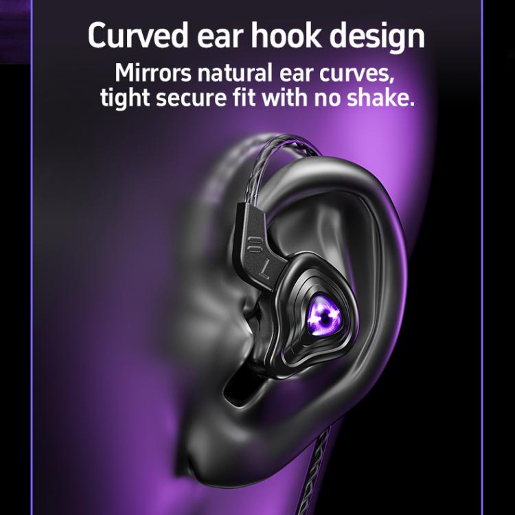 WK YC09 Black Hole 1.2m Wired Earphones for Music & Calls, 3.5mm, Type-C Digital Signal, 8 Pin BLE