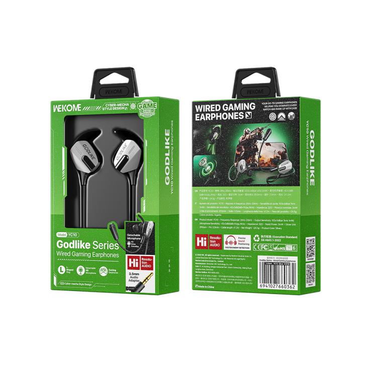 WK YC10 Gudlike Series 1.2m Wired Gaming Earphones, 3.5mm No RGB, Type-C with  RGB