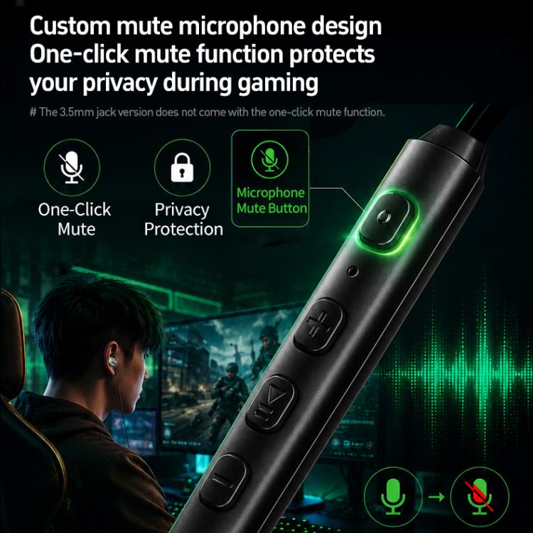 WK YC10 Gudlike Series 1.2m Wired Gaming Earphones, 3.5mm No RGB, Type-C with  RGB