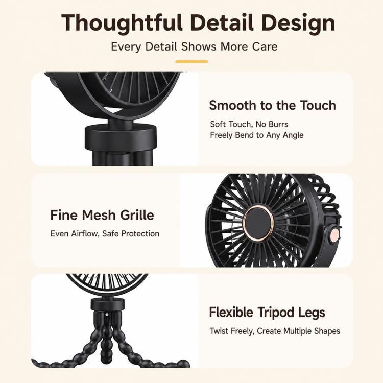 Mini Low-noise and Portable Octopus Stroller Deformation Fan Handheld USB Small Fan