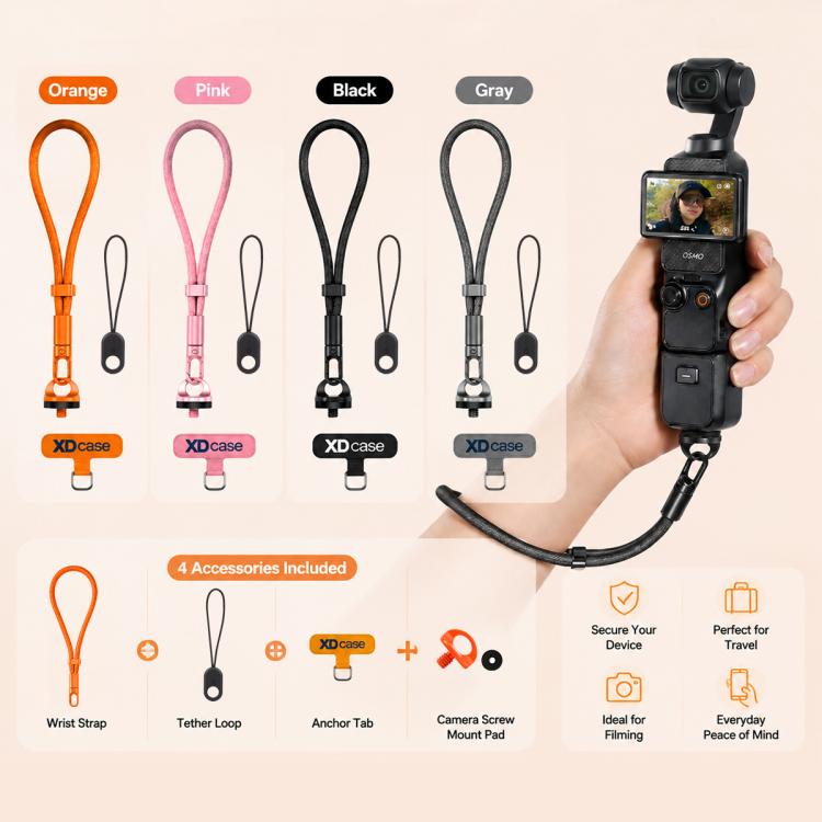 XDcase 4-in-1 Set Camera Wrist Strap Phone Lanyard for DJI, Insta360, GoPro and Other Action Cameras