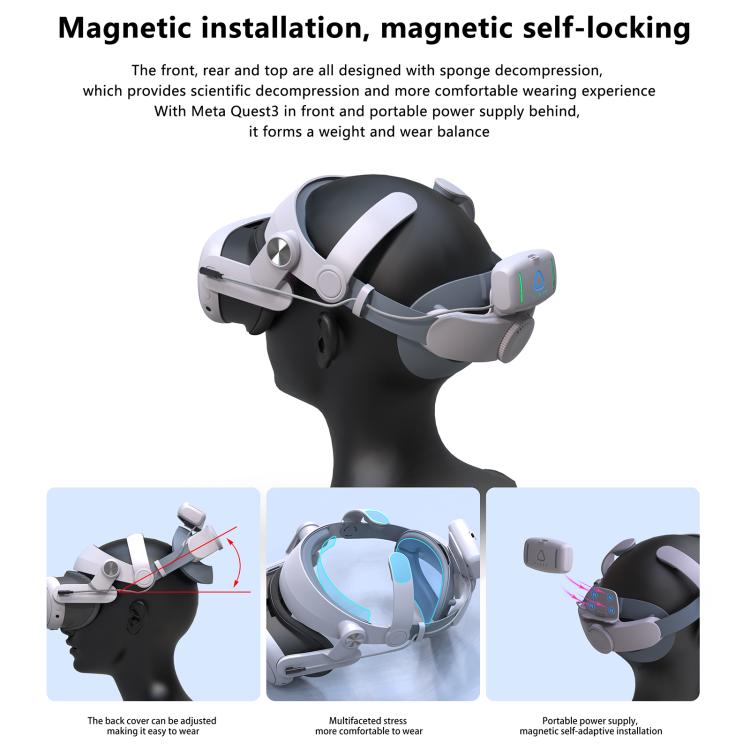 FIIT VR T302 Power Head Strap For Meta Quest 3 / Quest 3S, FIIT VR T302 Power