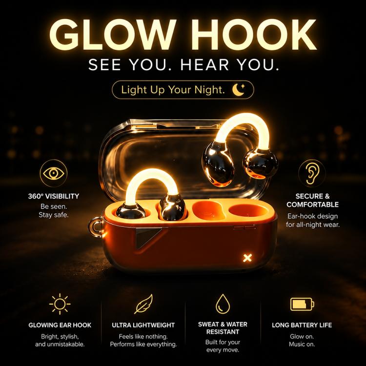 D MOOSTER D22 True Wireless Stereo Clip-on Bluetooth Earphone with Night Light Function