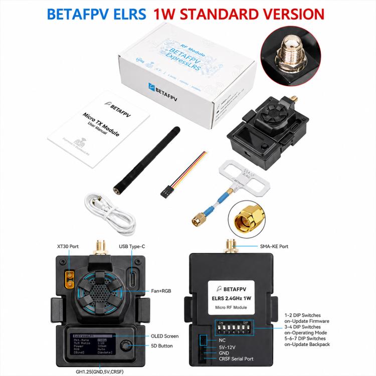 BETAFPV 1W Micro RF Transmitter Module ELRS for FPV Transmitters