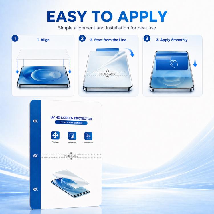 ZWX Full-Coverage Curved Silicone UV-Cured HD Film for Film Cutting Machines, 20 PCS/Pack, 40 PCS/Pack