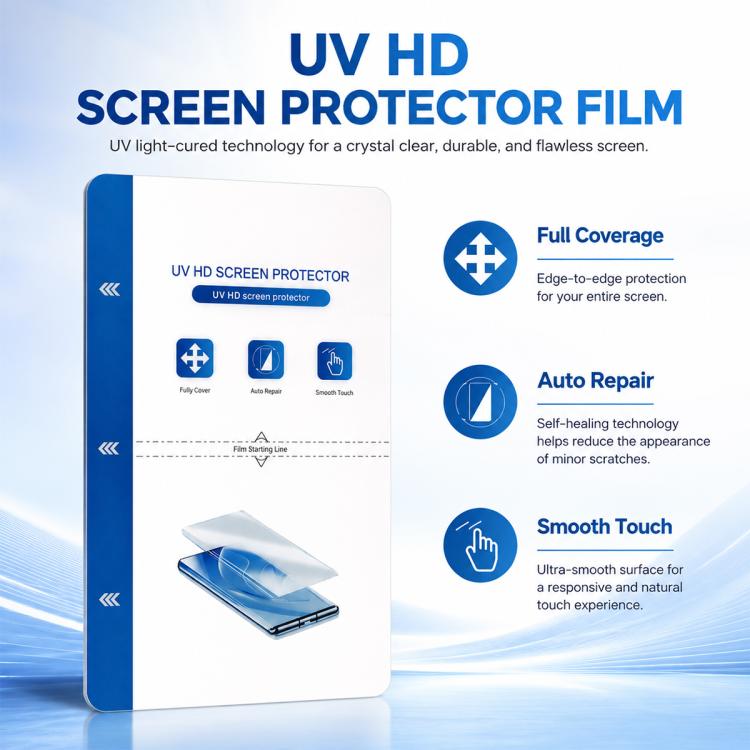 ZWX Full-Coverage Curved Silicone Electroplated UV-Cured Film for Film Cutting Machines, 20 PCS/Pack, 40 PCS/Pack