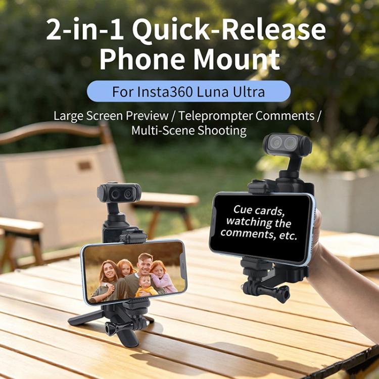 2-in-1 Quick-Release Phone Clamp Mount, For Insta360 X6