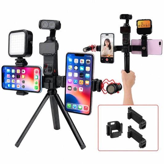 Live Broadcast Dual Phone Bracket Rotatable Phone Clamp Extension Mount, For Insta360 Luna Ultra
