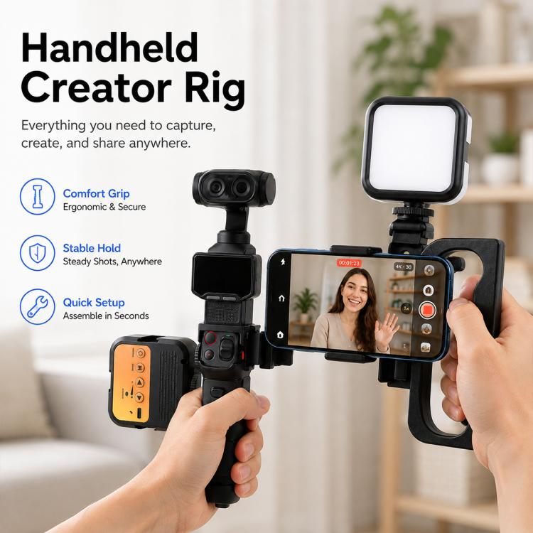 Modular Smartphone Handheld Mount Camera Expansion Bracket Adapter, For Insta360 Luna Ultra
