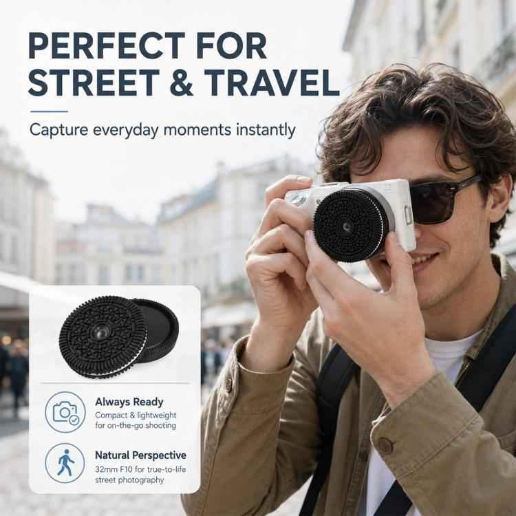 32mm F10 Fixed?Focus Pancake Lens for Sony E-mount Cameras, For Sony E-mount