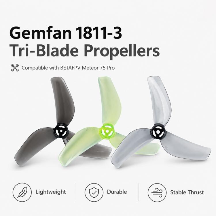 Gemfan 1811 3-Blade Propellers 1.5mm Shaft for BETAFPV Meteor75 Pro  Quadcopter