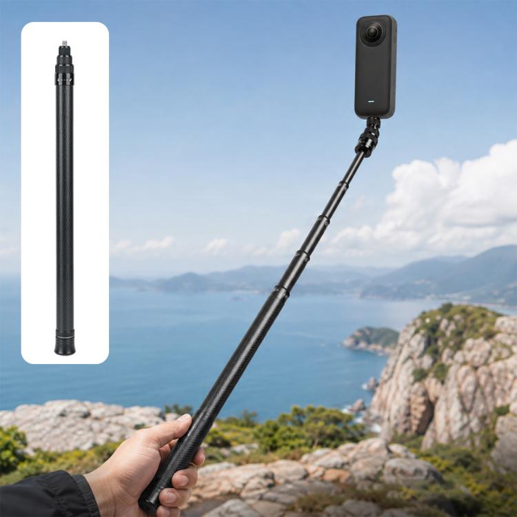 1.5m Invisible 7-section Carbon Fiber Selfie Stick Bullet Time Extension Monopod for Insta360 X6 / X5 / X4 / X3, DJI Osmo 360 / 360 II
