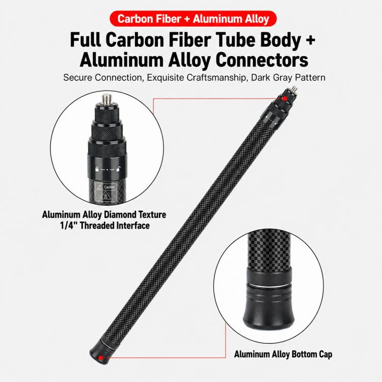 1.5m Invisible 7-section Carbon Fiber Selfie Stick Bullet Time Extension Monopod for Insta360 X6 / X5 / X4 / X3, DJI Osmo 360 / 360 II