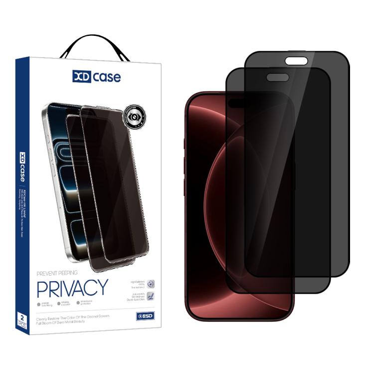 XDcase 2 PCS/Pack Silk-Printed 360 Anti-Spy Tempered Glass Screen Protector, For iPhone 18 Pro, For iPhone 18 Pro Max