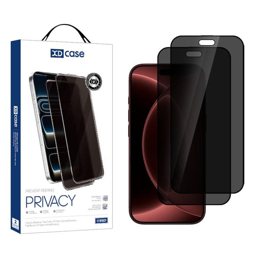 XDcase 2 PCS/Pack Silk-Printed 360 Anti-Spy Tempered Glass Screen Protector, For iPhone 18 Pro, For iPhone 18 Pro Max