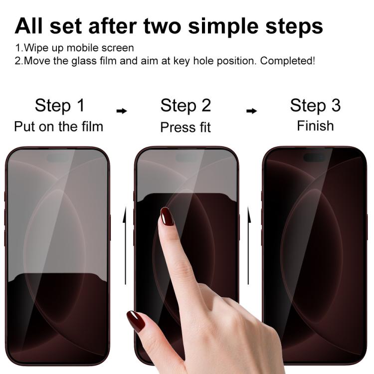 XDcase 2 PCS/Pack Silk-Printed 360 Anti-Spy Tempered Glass Screen Protector, For iPhone 18 Pro, For iPhone 18 Pro Max