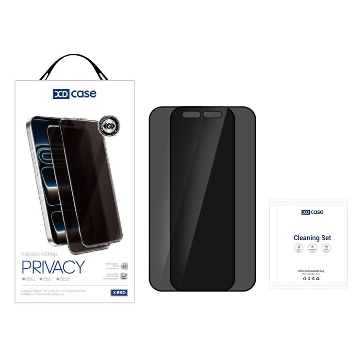 XDcase 2 PCS/Pack Silk-Printed 360 Anti-Spy Tempered Glass Screen Protector, For iPhone 18 Pro, For iPhone 18 Pro Max