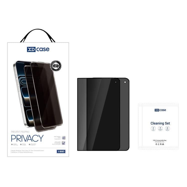 XDcase 2 PCS/Pack Silk-Printed 180 Anti-Spy Tempered Glass Screen Protector, For iPhone Fold Outer Screen, For iPhone 18 Pro, For iPhone 18 Pro Max