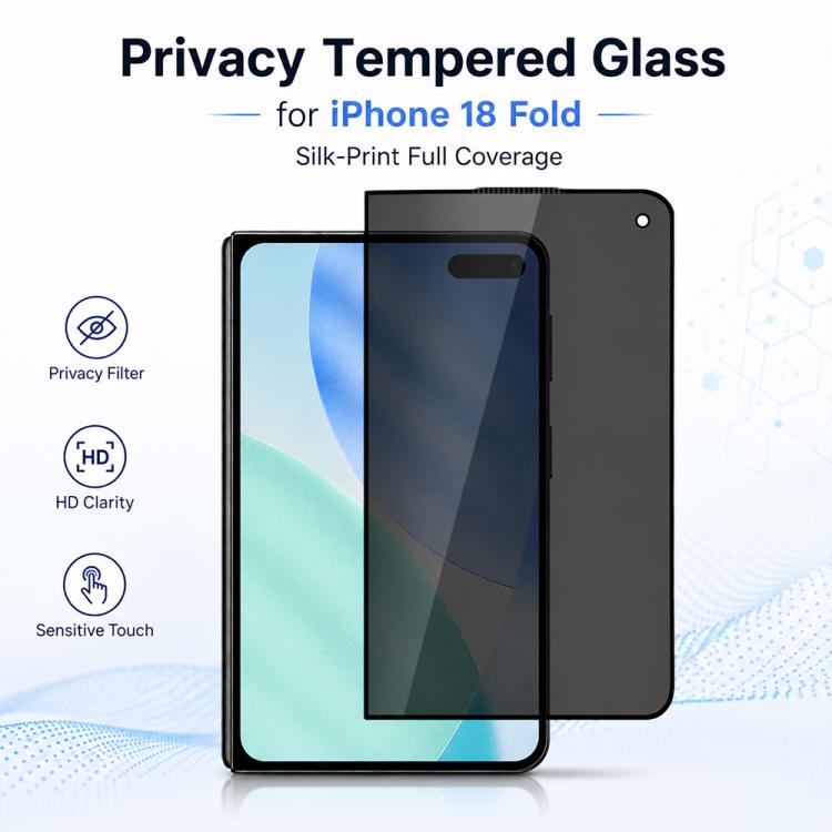 XDcase 5 PCS/Pack Silk-Printed 180 Anti-Spy Tempered Glass Screen Protector, For iPhone Fold Outer Screen, For iPhone 18 Pro, For iPhone 18 Pro Max
