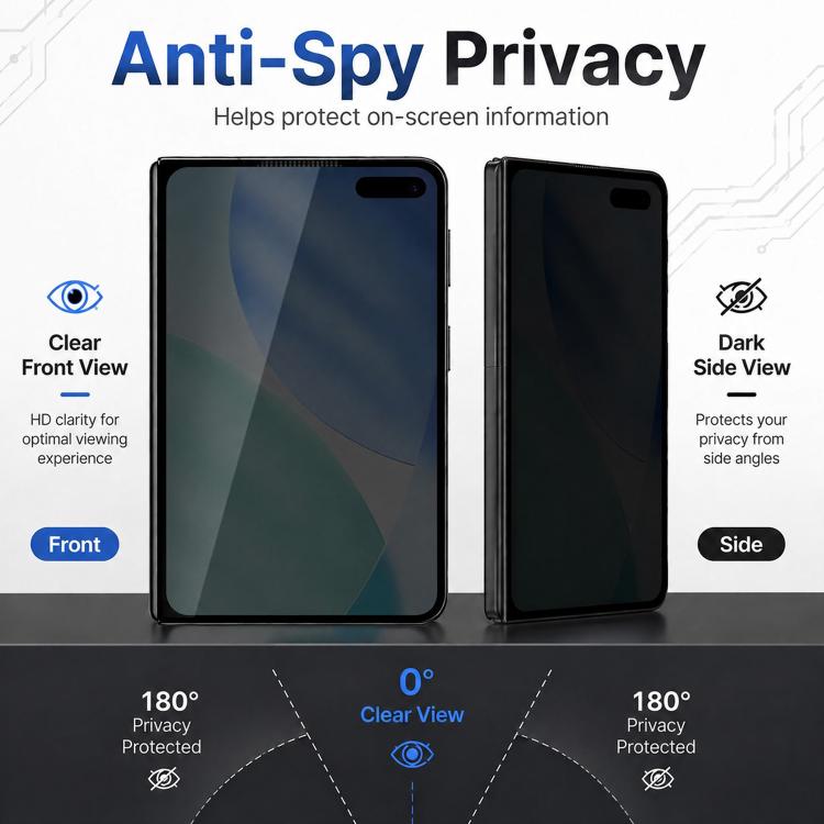 XDcase 5 PCS/Pack Silk-Printed 180 Anti-Spy Tempered Glass Screen Protector, For iPhone Fold Outer Screen, For iPhone 18 Pro, For iPhone 18 Pro Max
