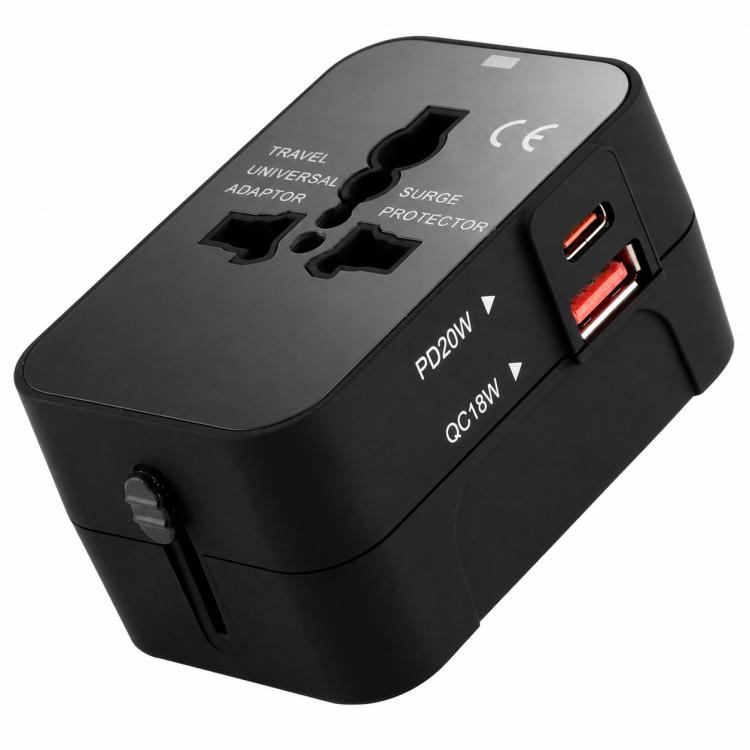 PD20W QC18W Universal Travel Adapter Multifunctional Power Socket Charger, PD20W+QC18W