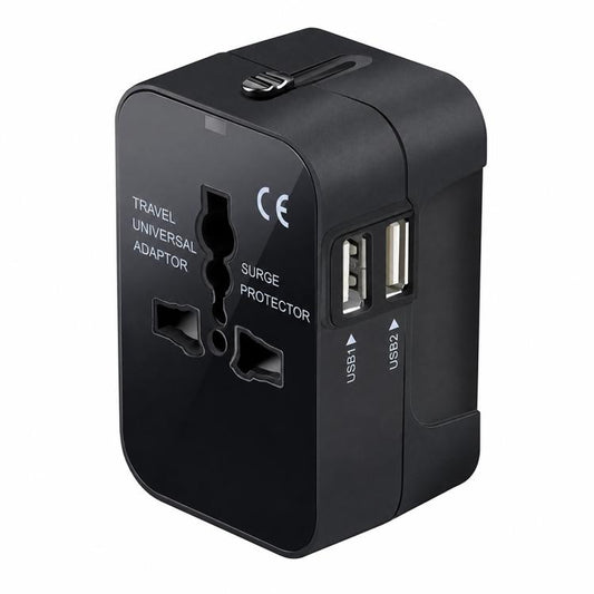 Universal Travel Adapter Multifunctional Power Socket Charger, 2.1A Dual-Port USB, 2.4A USB+Type-C
