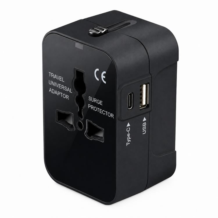 Universal Travel Adapter Multifunctional Power Socket Charger, 2.1A Dual-Port USB, 2.4A USB+Type-C