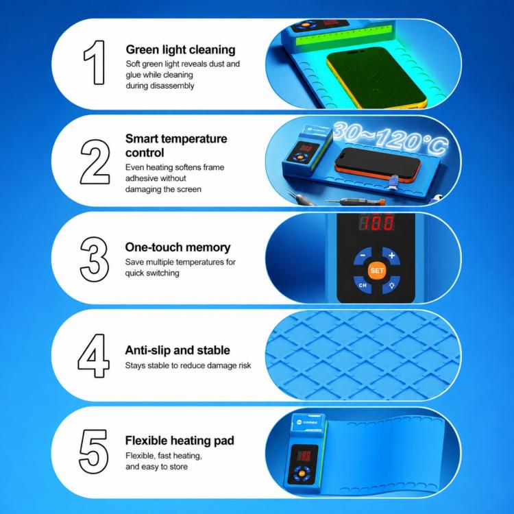 SUNSHINE LS3 Mini V2.0 10.5-inch LCD Screen Remover Heating Separator Pad with Green Dust Detection, US Plug, EU Plug, UK Plug, AU Plug