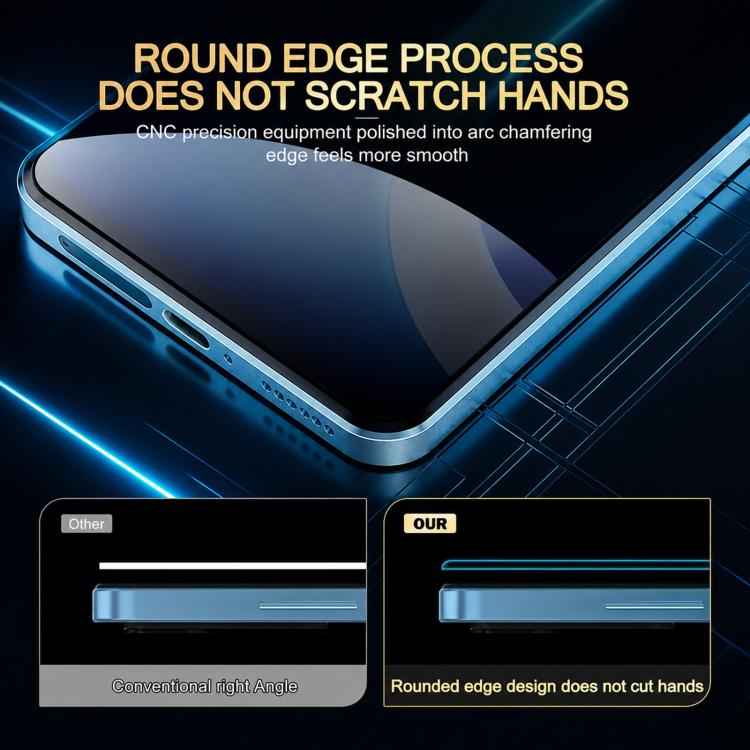 XDcase 2 PCS/Pack Silk-Printed Anti-Spy Tempered Glass Screen Protector Support Fingerprint Unlock, For vivo iQOO 13