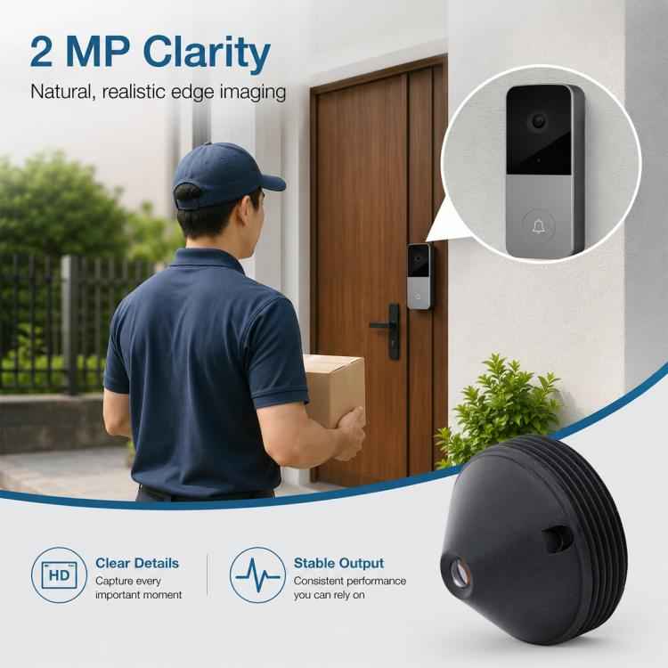 3.7mm M12 1/3-inch 2MP Pointed Lens Video Doorbell/Bank Teller Machine Camera Lens, 3.7mm M12 Lens