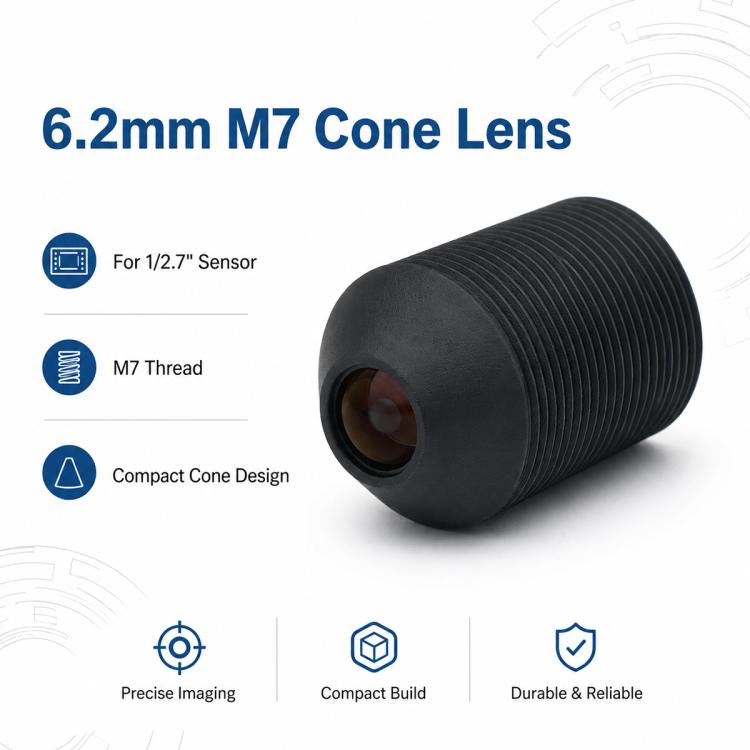 6.2mm M7 Cone Fixed Focus Lens Small Camera Module For Optical Lens, 6.2mm M7 Cone Lens