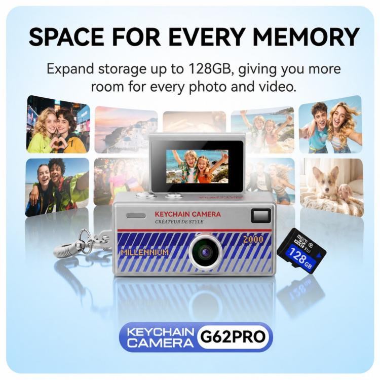 G62 Pro 0.97 inch Flip Screen 1080P HD Pixel Keychain Retro Mini Thumb Camera
