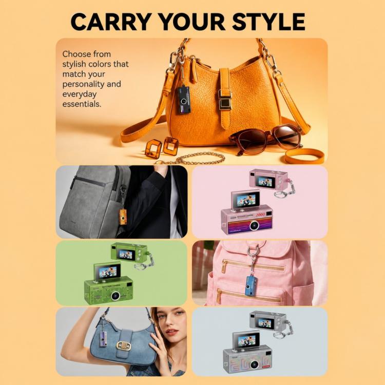 G62 Pro 0.97 inch Flip Screen 1080P HD Pixel Keychain Retro Mini Thumb Camera