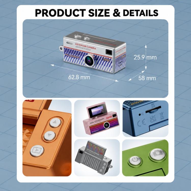 G62 Pro 0.97 inch Flip Screen 1080P HD Pixel Keychain Retro Mini Thumb Camera